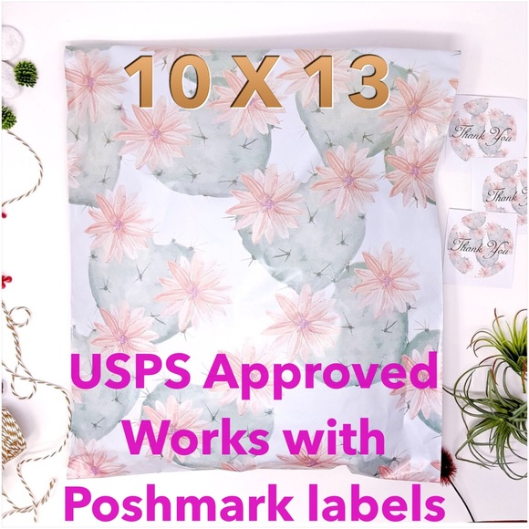 25 10X13 Flower Cactus Poly Mailers CLEARANCE - Picture 2 of 7